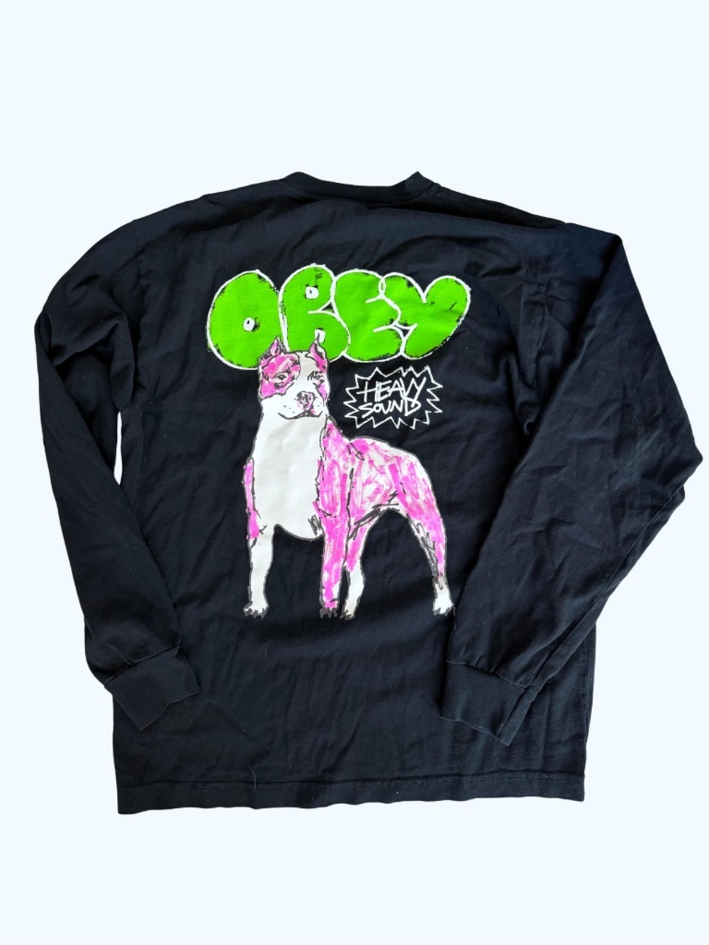 Obey Heavy Sound Long Sleeve Graphic Tee Black Size Small